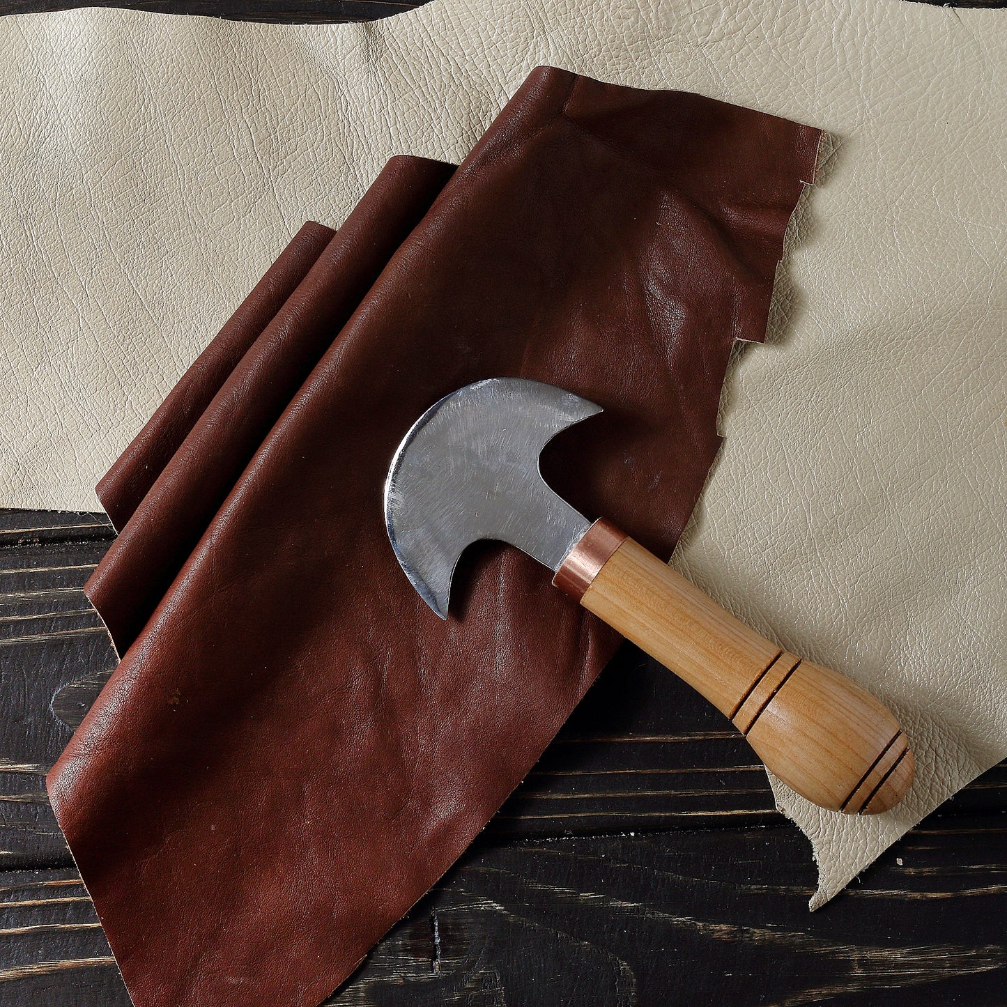 Round Leather Knife. Doubled Edged, Rounded Knife for Leather Crafts - by Stamesky.
